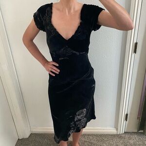 2002 Betsey Johnson Black Velvet Burnout Dress